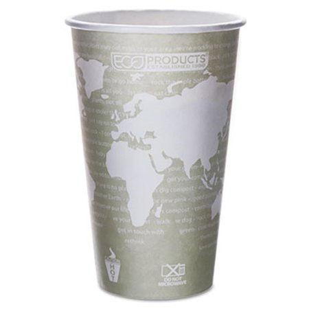 GOLDENGIFTS Eco-Products; Inc  World Art Renewable Resource Hot Cups; 16 oz; Seafoam Green; 50-Pack GO182340